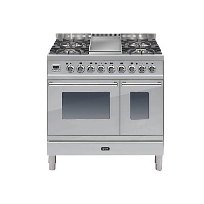 ILVE PDW90FE3 Roma Dual Fuel Freestanding Range Cooker Stainless Steel